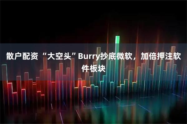 散户配资 “大空头”Burry抄底微软，加倍押注软件板块