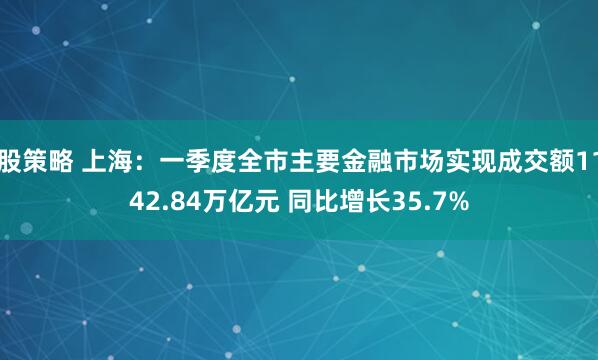 股策略 上海：一季度全市主要金融市场实现成交额1142.84万亿元 同比增长35.7%